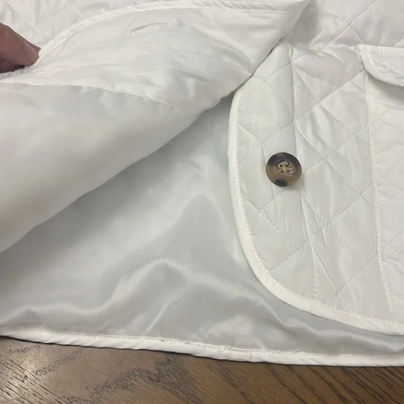 White Quilted Jacket with Buttons by Classic Editions - Picture 6 of 12